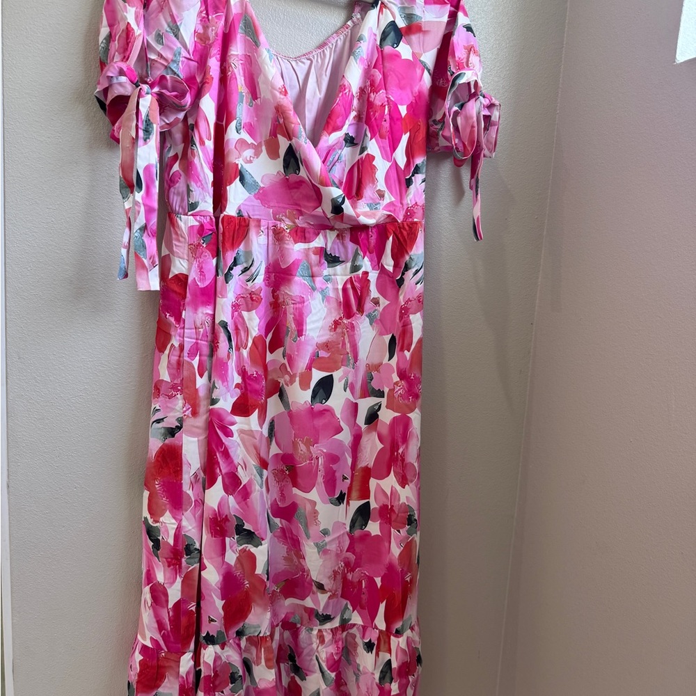 Floral Pink and Red Dress